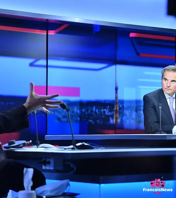 faustine bollaert en plateau, discussion télévisée vue depuis les coulisses du studio