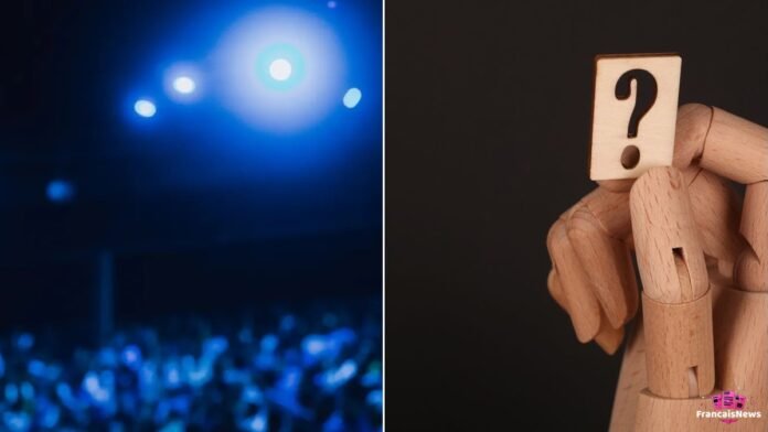 Projecteurs d'un plateau télévisé et point d'interrogation : l'univers des jeux TV où Xavier Mercier a battu le record du Grand Concours